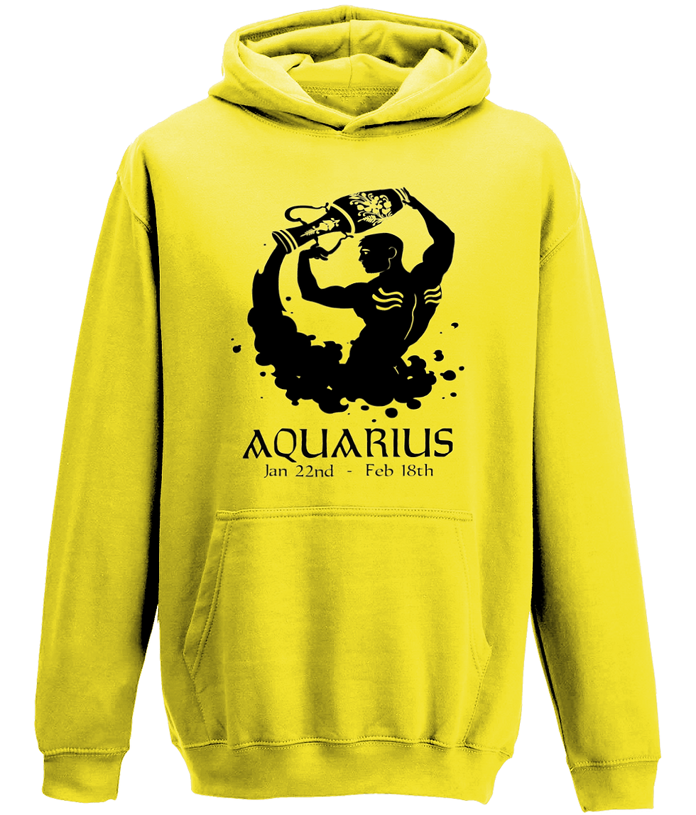 Thumbnail: Zodiac (Aquarius) Adult Hoodie in sun yellow