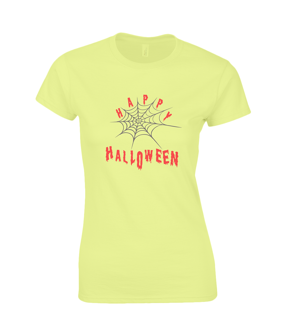 Thumbnail: Happy Halloween Woman's Fitted T-Shirt in cornsilk