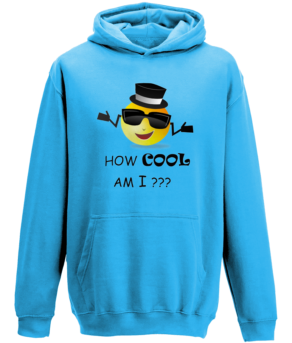 Thumbnail: How Cool Am I (Emoji) Kids Hoodie in sapphire blue