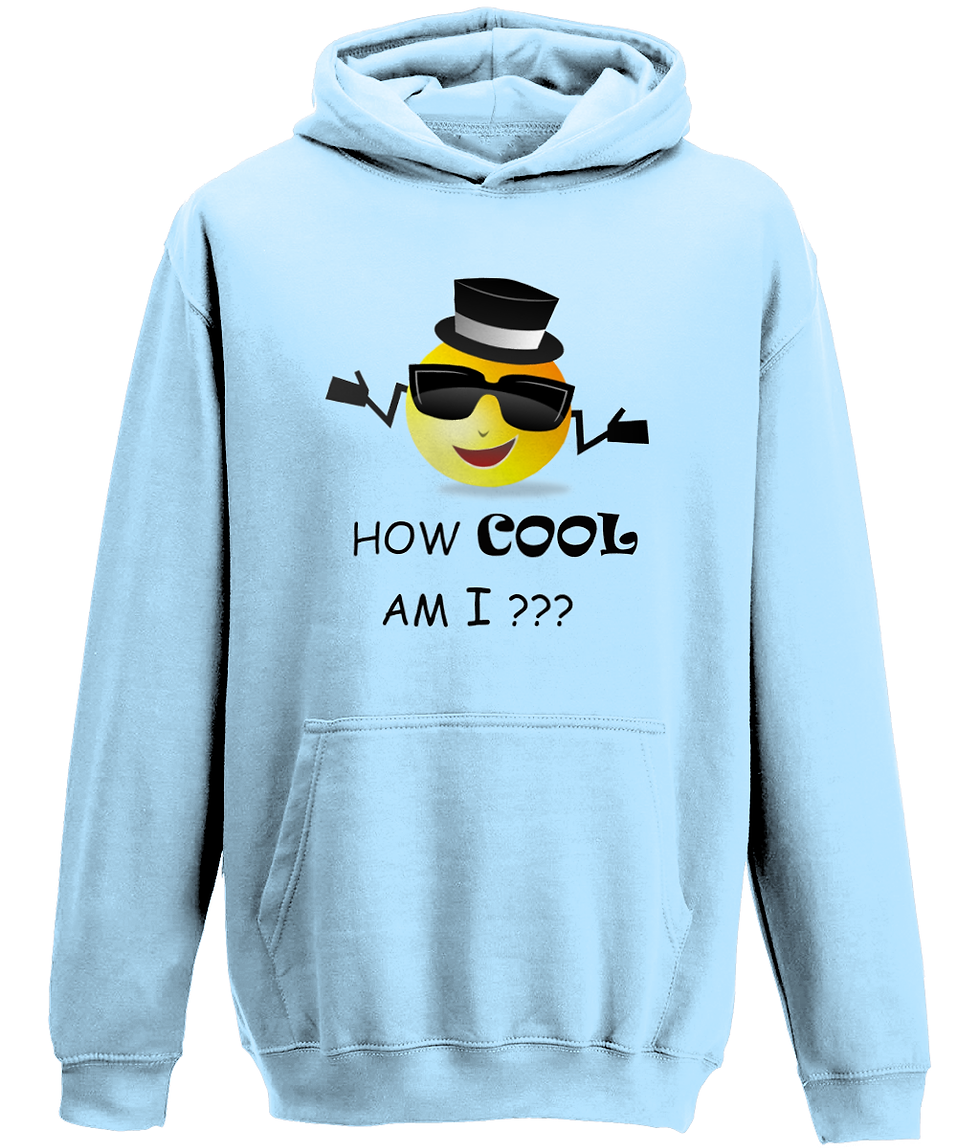 Thumbnail: How Cool Am I (Emoji) Kids Hoodie in sky blue