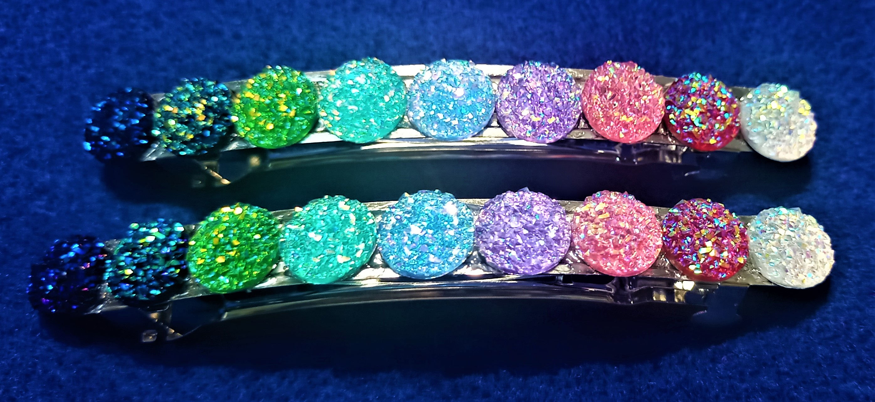 Rainbow Druzy Hair Clips