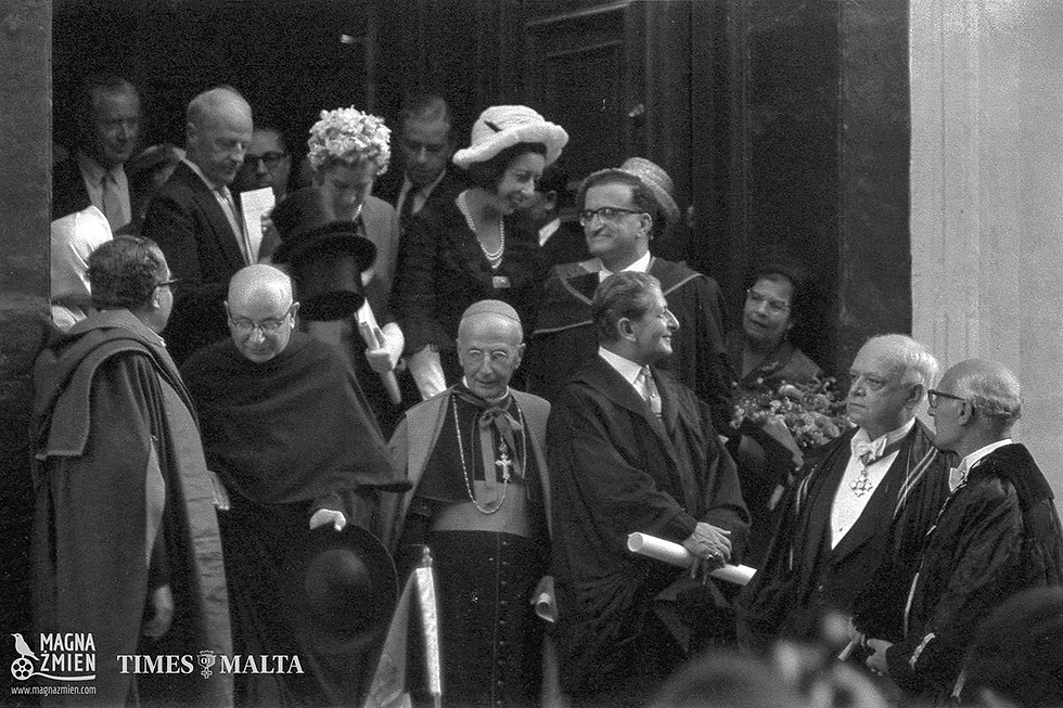 Archbishop Gonzi with PN Prime Minister George Borg Olivier