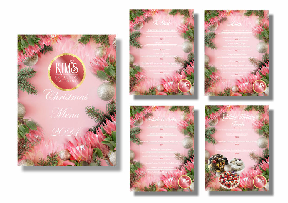 Kim's Exclusive Catering Christmas Menu 2024