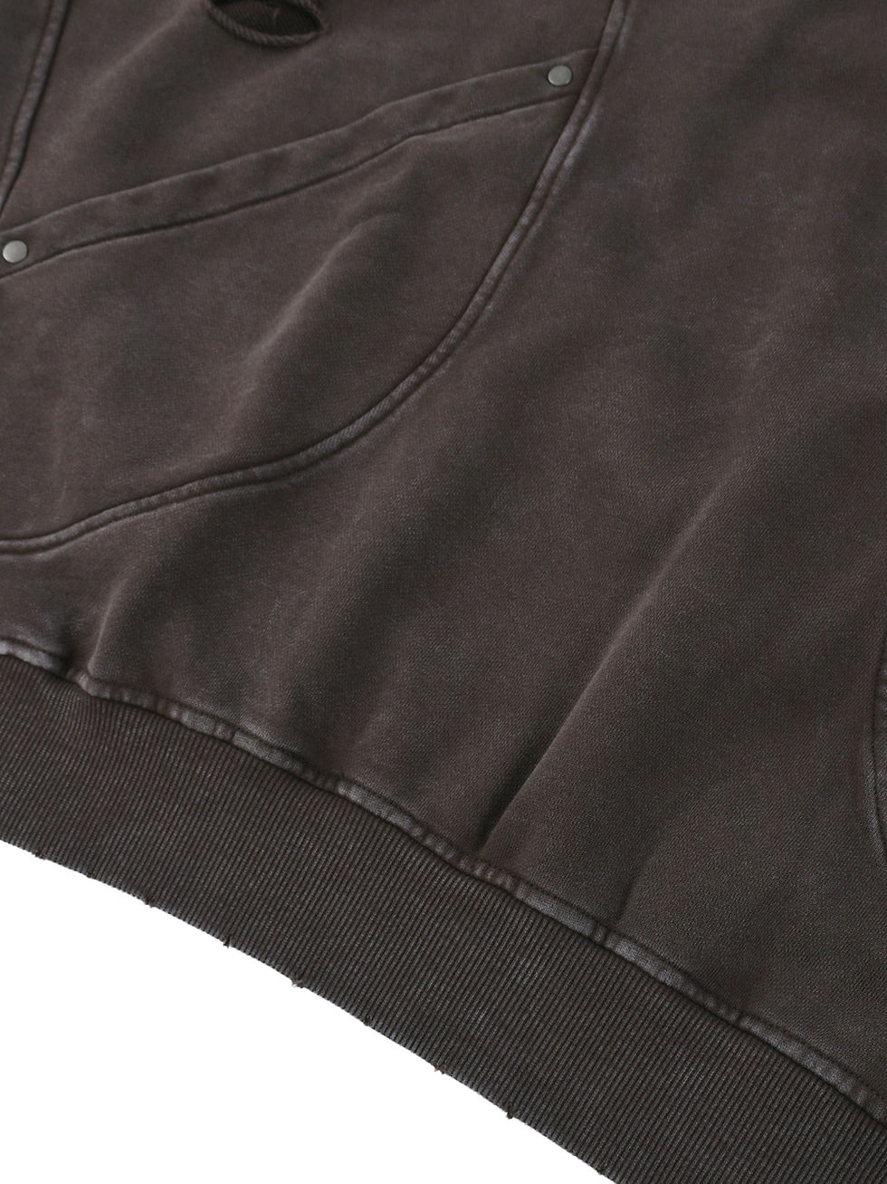 Thumbnail: Snow Washed Distressed Panel Pocket Hoodie