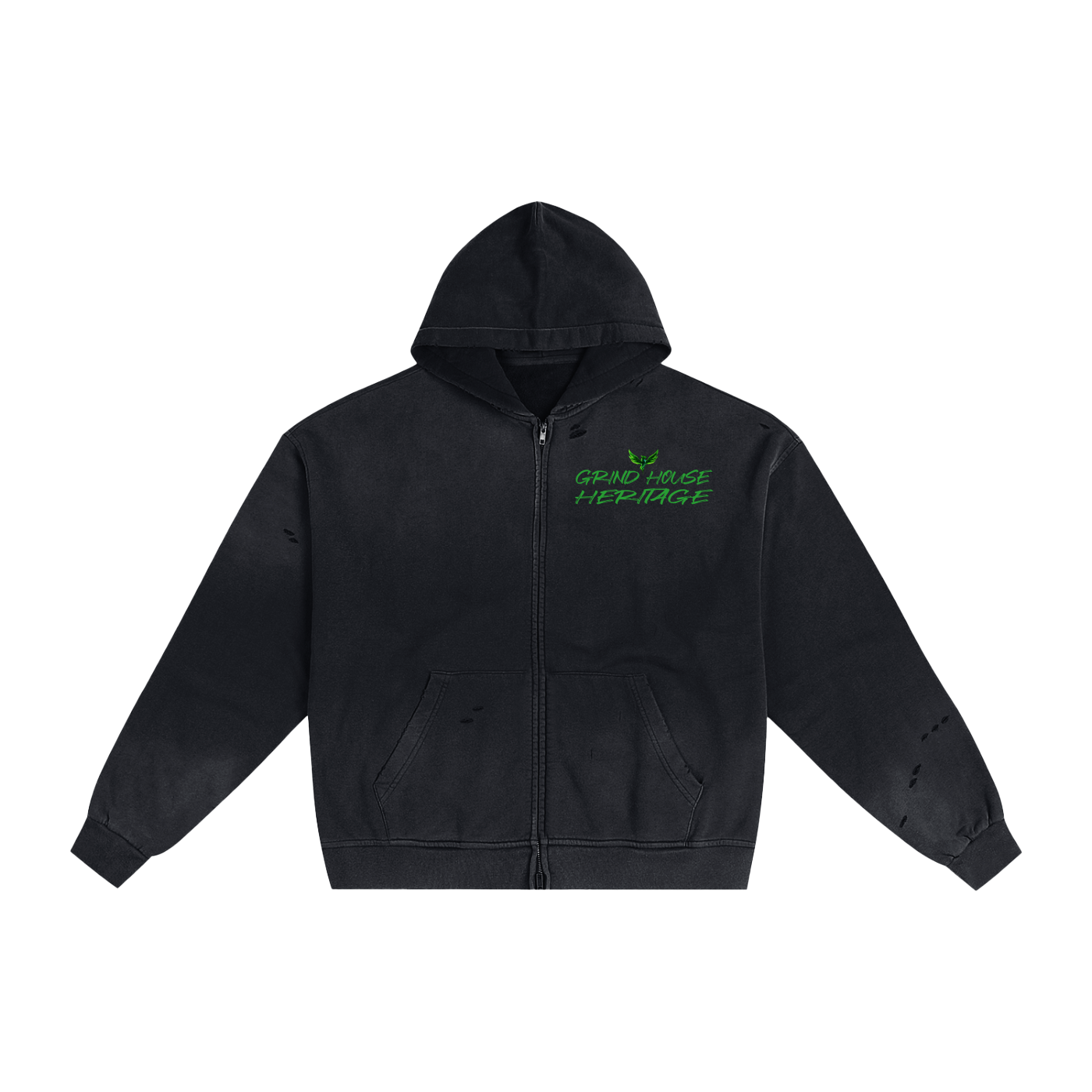 Hand-Frayed Sunfade Zip Hoodie