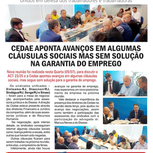 Cedae aponta avanços em algumas cláusulas sociais, mas segue sem solução para a garantia de emprego 