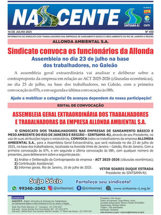 Sindicato convoca os funcionários da Allonda