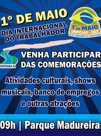 Venha comemorar o Dia Internacional do Trabalhador no Parque Madureira