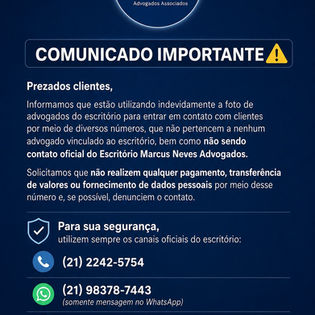 Comunicado importante: atenção para contatos falsos