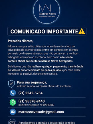 Comunicado importante: atenção para contatos falsos