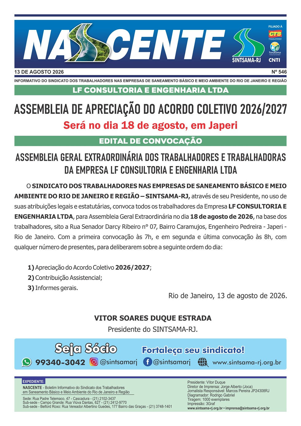 Edital da assembleia da LF Consultoria
