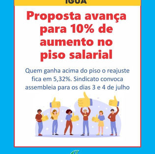 Iguá: proposta avança para 10% de aumento no piso salarial