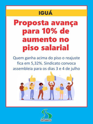 Iguá: proposta avança para 10% de aumento no piso salarial