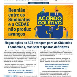 Reunião entre os sindicatos e a Cedae não produz avanços
