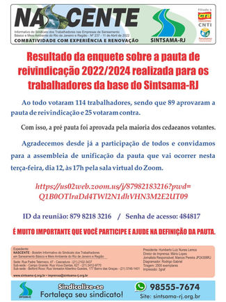 Resultado da enquete sobre a pauta de reivindicação 2022/2024