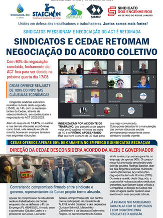Sindicatos retomam negociação do ACT com a Cedae