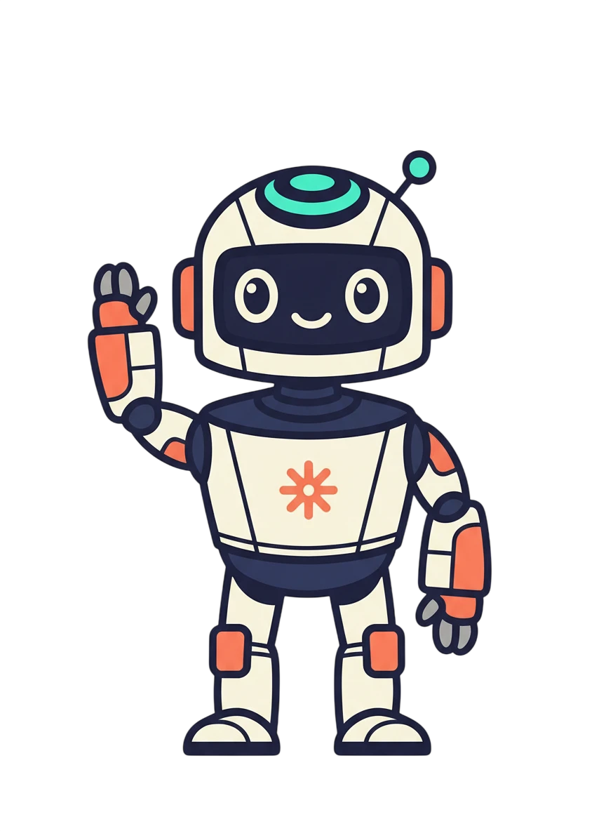Claude robot mascot waving