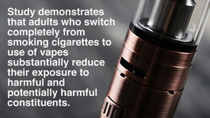 Study demonstrates that adults who switch completely from smoking cigarettes to use of vapes substantially reduce their exposure to harmful and potentially harmful constituents.