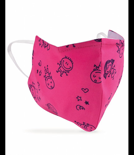ECO MÁSCARA COMUNITÁRIA LAVÁVEL PADRÂO ROSA CRIANÇA (REGISTO NO CITEVE 5440/2020