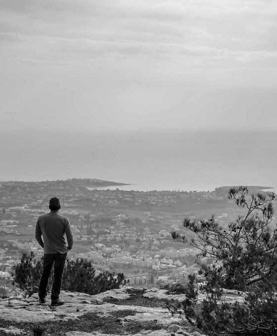 Jimi D Katsis looking a black and white landscape