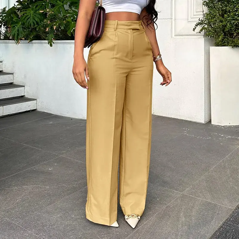 Thumbnail: Stigende Wide Leg Straight Dress Pants With Pocket