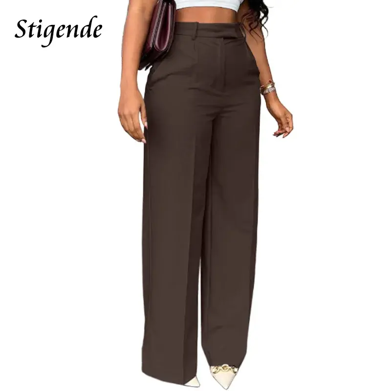 Thumbnail: Stigende Wide Leg Straight Dress Pants With Pocket