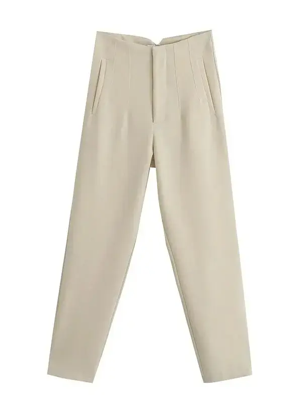 Thumbnail: Women's High Waist Straight Leg Office Pants Vintage Zipper