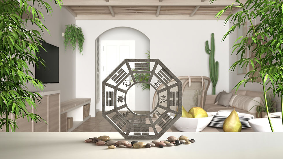 Feng shui is a method of arranging objects and structures in a particular way to achieve symmetry and harmony in the environment.