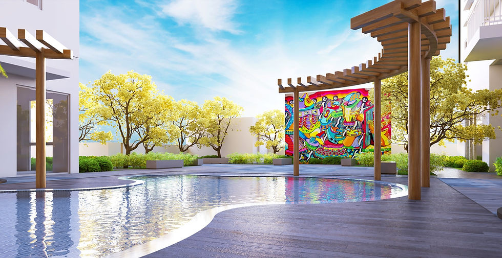 Adult Pool and Plaza. Artist's Perspective.