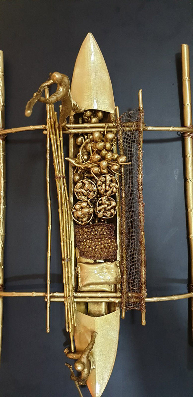 "Masaganang Ani," a welded brass sculpture by Joelito Sanco Pagalan.