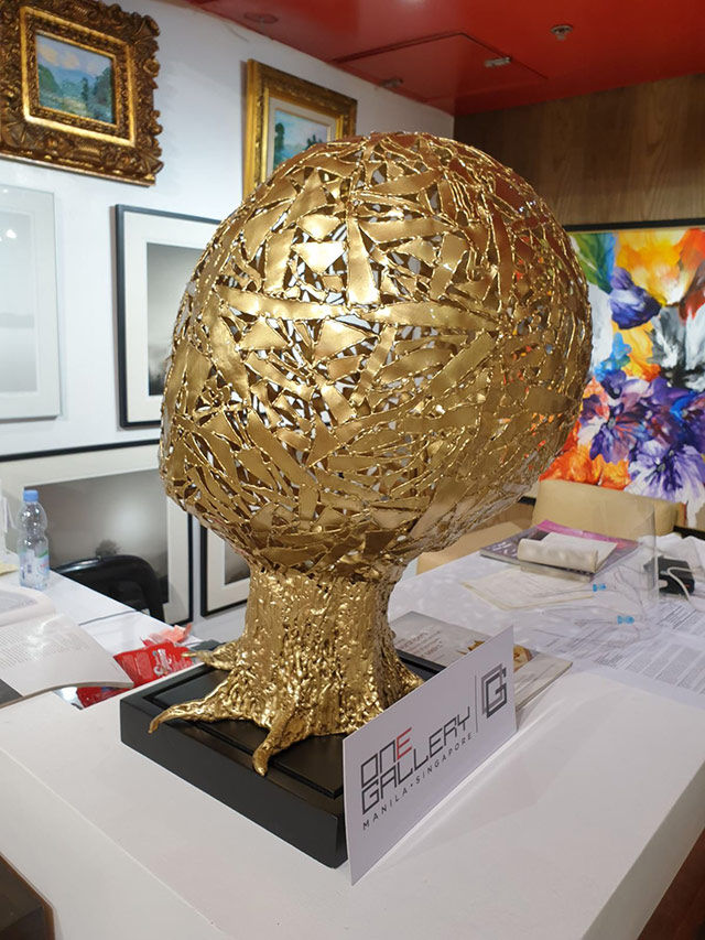 "Pagpapasalamat," a welded brass sculpture by Joelito Sanco Pagalan.