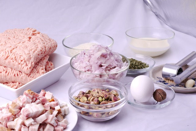 Terrine ingredients chopped