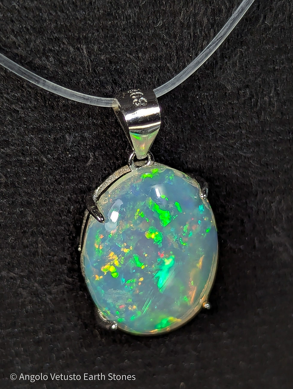 Thumbnail: Pendente con Opale Nobile, Welo Etiopia, Naturale 4 ct in Argento 925 Rodiato