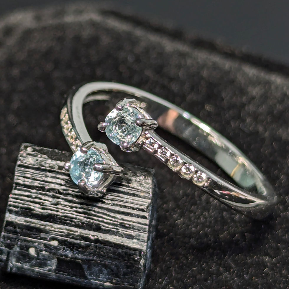 Anello in Argento 925 con Doppio Topazio Blu Naturale e Zirconi – 0,30 ct totali