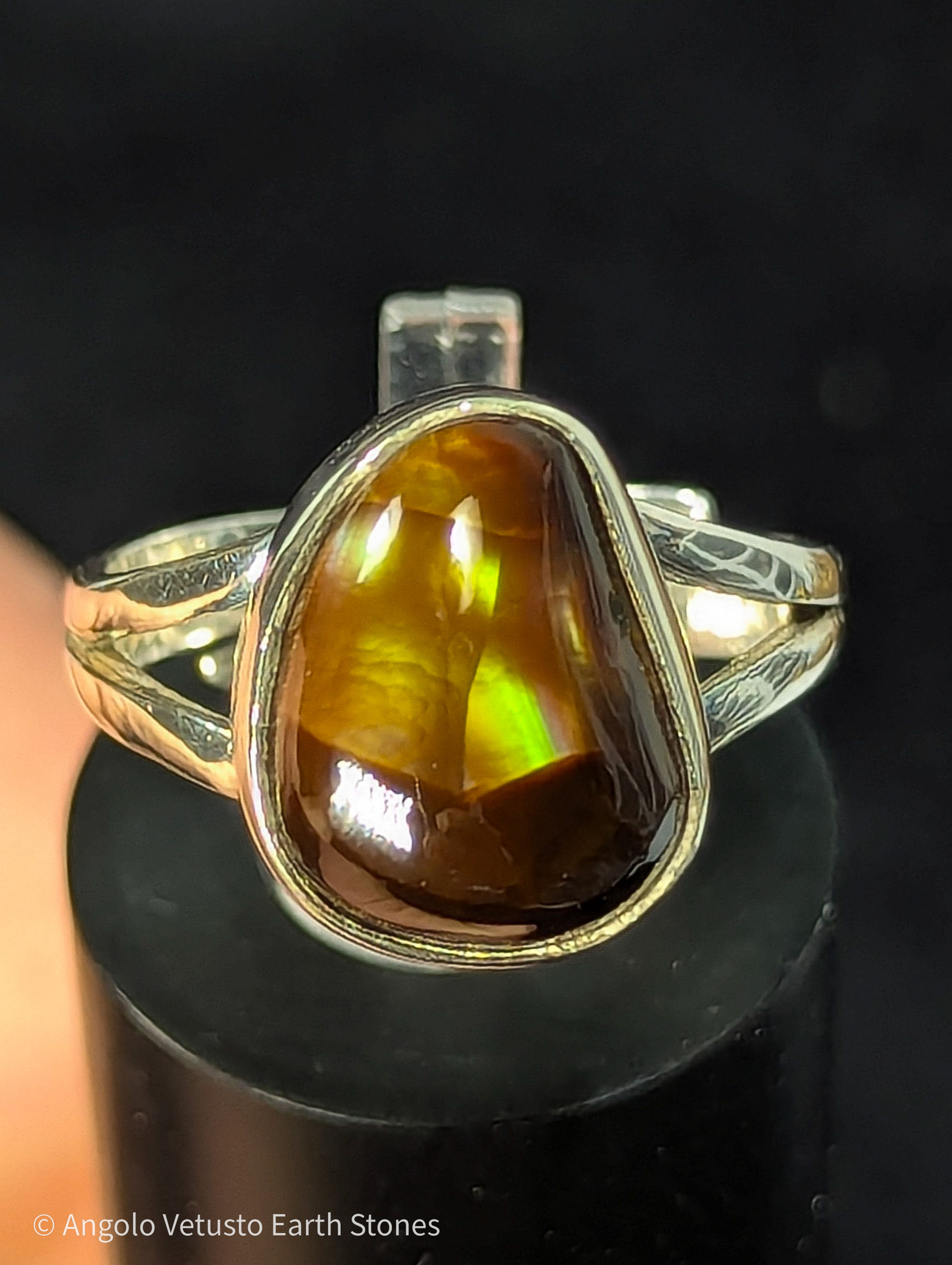 Anello in Argento 925 con Agata di Fuoco Naturale – Messico – 3.98 g