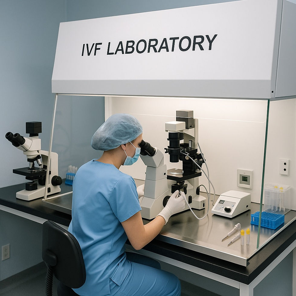Close-up view of laboratory equipment used for fertilization
