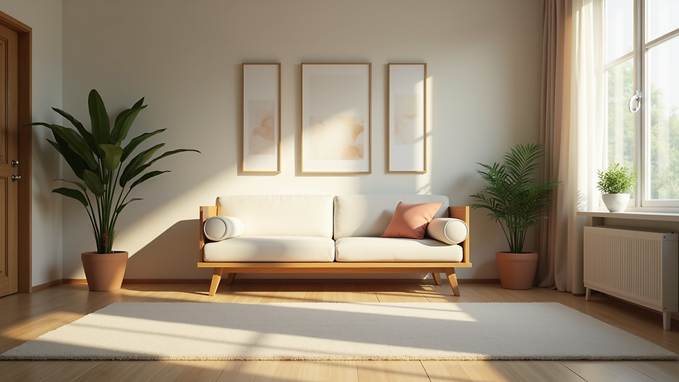 Eye-level view of a serene counseling room designed for relaxation