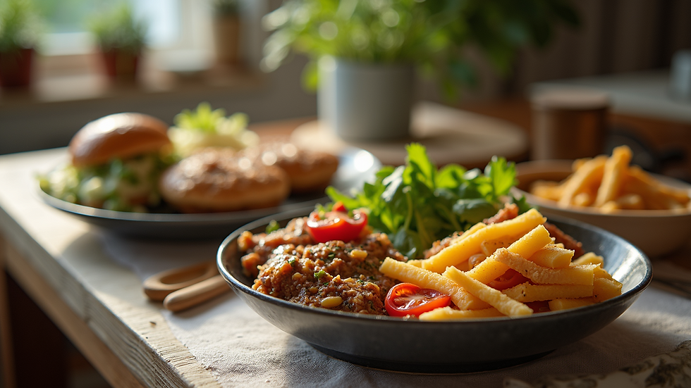 High angle view of a healthy meal laid out on a table