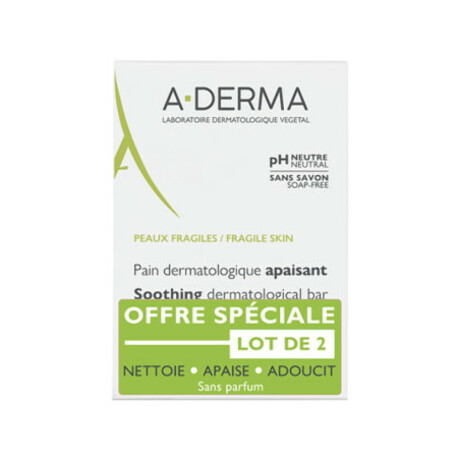 ADERMA Pain dermatologique apaisant 2x100g