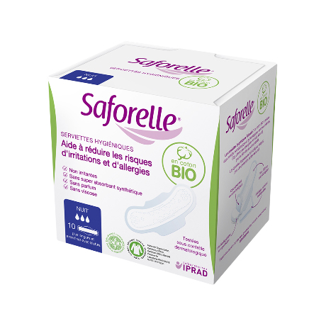 SAFORELLE COTON PROT Serv jet bio nuit B/10