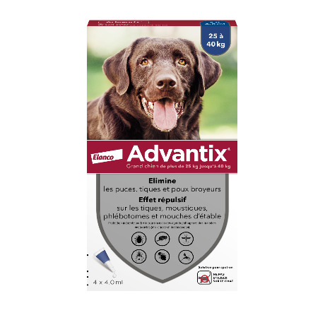 ADVANTIX Solution pour spot-on grand chien 25-40kg 4Pipettes/4ml