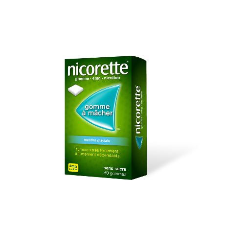 NICORETTE 4 mg Gom à mâcher médic sans sucre menthe glaciale Plq/30
