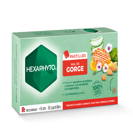 HEXAPHYTO Past mal de gorge goût menthe B/20