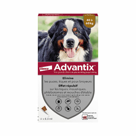 ADVANTIX Solution pour spot-on très grand chien 40-60kg 4Pipettes/6ml