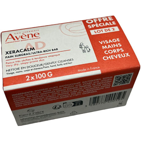 AVENE XERACALM A.D Pain surgras nettoyant 2B/100g