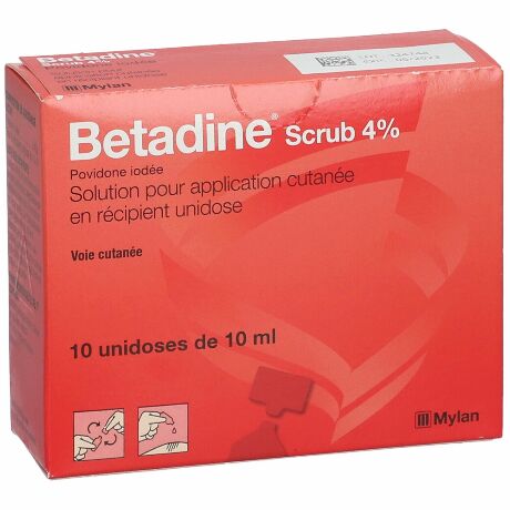 BETADINE SCRUB 4 % S appl cut en récipient unidose 10Unid/10ml