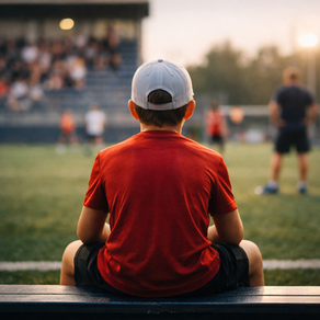 Child athlete standing between field and sidelines youth sports environment