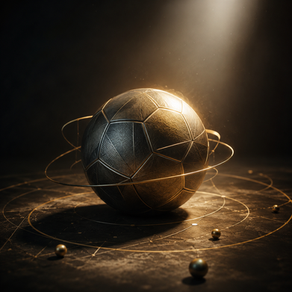 Abstract sports ball surrounded by tactical golden lines, symbolizing game intelligence and decision-making in youth sports.