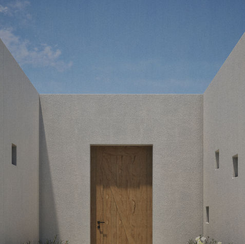 Render 3D Exterior Entrada Vivienda