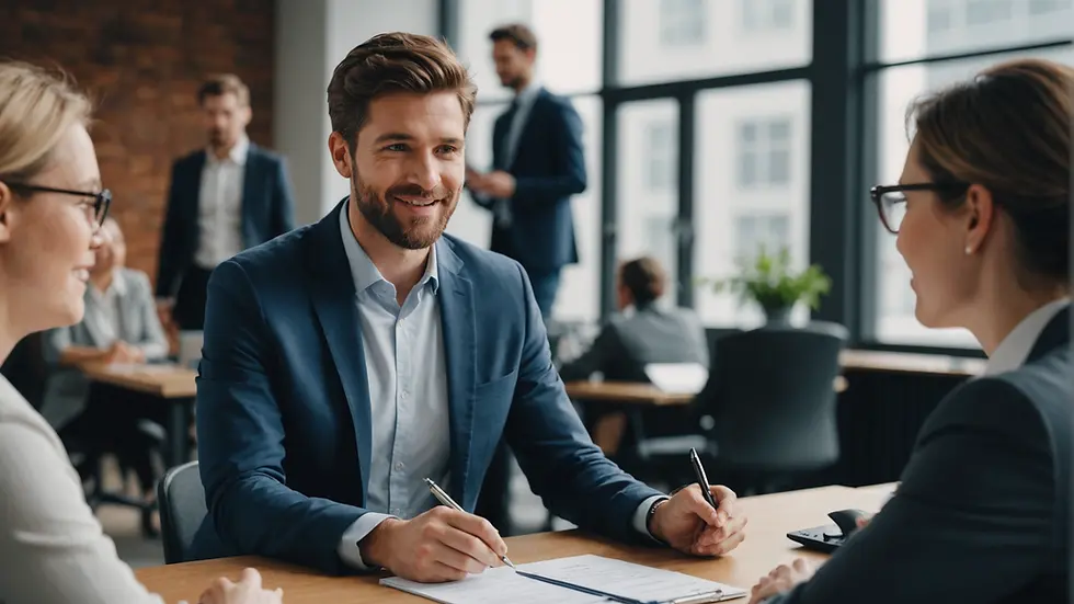 Recruitment related visual with diverse candidates interacting